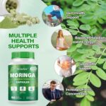 Moringa Capsules 2 Bottles | 800mg Pure Moringa Powder Capsules – Supports Energy, Immune Support, Gut Health, Green Superfood Contains Vitamins & Amino Acids - Image 5