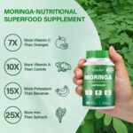 Moringa Capsules 2 Bottles | 800mg Pure Moringa Powder Capsules – Supports Energy, Immune Support, Gut Health, Green Superfood Contains Vitamins & Amino Acids - Image 6