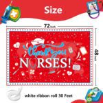 Nurse Appreciation Week Decorations Banner 72" x 48" Backdrop Thank You Nurses Appreciation Medical Heart Red Photography Background for Indoor Outdoor Hospital Doctor Nurse Party Supplies - Image 3