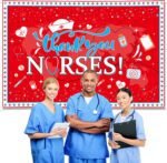 Nurse Appreciation Week Decorations Banner 72" x 48" Backdrop Thank You Nurses Appreciation Medical Heart Red Photography Background for Indoor Outdoor Hospital Doctor Nurse Party Supplies - Image 7
