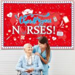 Nurse Appreciation Week Decorations Banner 72" x 48" Backdrop Thank You Nurses Appreciation Medical Heart Red Photography Background for Indoor Outdoor Hospital Doctor Nurse Party Supplies - Image 8