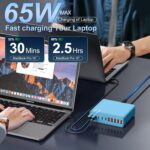 420W USB C Charger Block,10-Port Charging Station GaN Fast Charging Type C & USB A Wall Charger Adapter for MacBook Pro/Air,iPhone,iPad,Dell XPS,Samsung Galaxy(Blue) - Image 4
