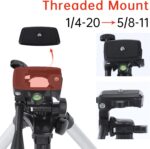 19.7" Mini Portable Adjustable Tripod, Lightweight Aluminum Tripod for Laser Level and Camera with 3-Way Flexible Pan Head, Bubble Level, Quick Release Plate with 1/4"-20 Screw Mount - Image 3
