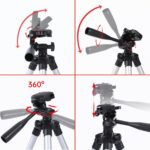 19.7" Mini Portable Adjustable Tripod, Lightweight Aluminum Tripod for Laser Level and Camera with 3-Way Flexible Pan Head, Bubble Level, Quick Release Plate with 1/4"-20 Screw Mount - Image 6