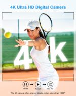 Digital Camera, 4K 64MP Cameras for Photography, Point and Shoot Digital Camera with Auto Focus, Dual Camera, Flash, 16X Zoom, Anti Shake, 32GB Card, Compact Vlogging Camera for Teens, Adults - Image 4