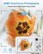 Digital Camera, 4K 64MP Cameras for Photography, Point and Shoot Digital Camera with Auto Focus, Dual Camera, Flash, 16X Zoom, Anti Shake, 32GB Card, Compact Vlogging Camera for Teens, Adults - Image 5