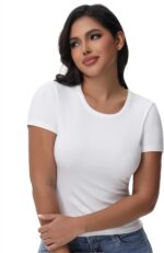 Womens T Shirts Basic Short Sleeve Crew Neck Slim Fit Tees Summer Workout Casual Bodycon Tops 2025 - Image 6