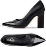 Trary Heels for Women Closed Pointed Toe Chunky Pumps Shoes Women Block High Heels Comfortable Slip-On Dress Office Party Wedding Shoes 3.54" Heel - Image 7