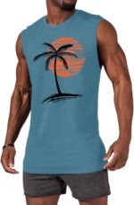Mens Summer Beach Tank Top Tropical Hawaiian Palm Tree Print Sleeveless Shirts Muscle Tee Vacation Shirts - Image 3