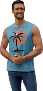 Mens Summer Beach Tank Top Tropical Hawaiian Palm Tree Print Sleeveless Shirts Muscle Tee Vacation Shirts - Image 4