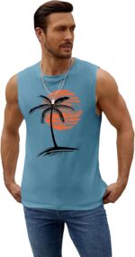 Mens Summer Beach Tank Top Tropical Hawaiian Palm Tree Print Sleeveless Shirts Muscle Tee Vacation Shirts - Image 5