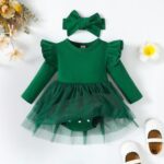 Baby Girl Clothes Infant Ruffle Sleeve Romper Dress Newborn Solid Tutu Skirt Sets Jumpsuit Headband Outfit - Image 3