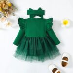 Baby Girl Clothes Infant Ruffle Sleeve Romper Dress Newborn Solid Tutu Skirt Sets Jumpsuit Headband Outfit - Image 4
