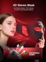 Red Light Therapy for Face，4D Red Light Therapy Mask with 4 Color Light Modes (Red+Infrared/Red/Blue/Orange), 850NM Infrared LED Face Mask Light Therapy with 4000mAh Rechargeable Remote, Timer - Image 3