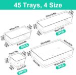 Clear Plastic Drawer Organizers Set of 45 Vanity Organizers Stackable Storage Bins Dividers Bathroom Organizers Storage Vanity Organizer Bins for Makeup, Kitchen Utensils, Jewelries, Office - Image 4