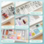Clear Plastic Drawer Organizers Set of 45 Vanity Organizers Stackable Storage Bins Dividers Bathroom Organizers Storage Vanity Organizer Bins for Makeup, Kitchen Utensils, Jewelries, Office - Image 5