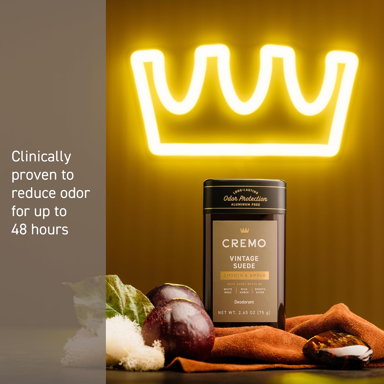 Cremo Vintage Suede Aluminum Free Deodorant for Men, 48-hour Long Lasting Odor Protection, 2.65oz - Image 4