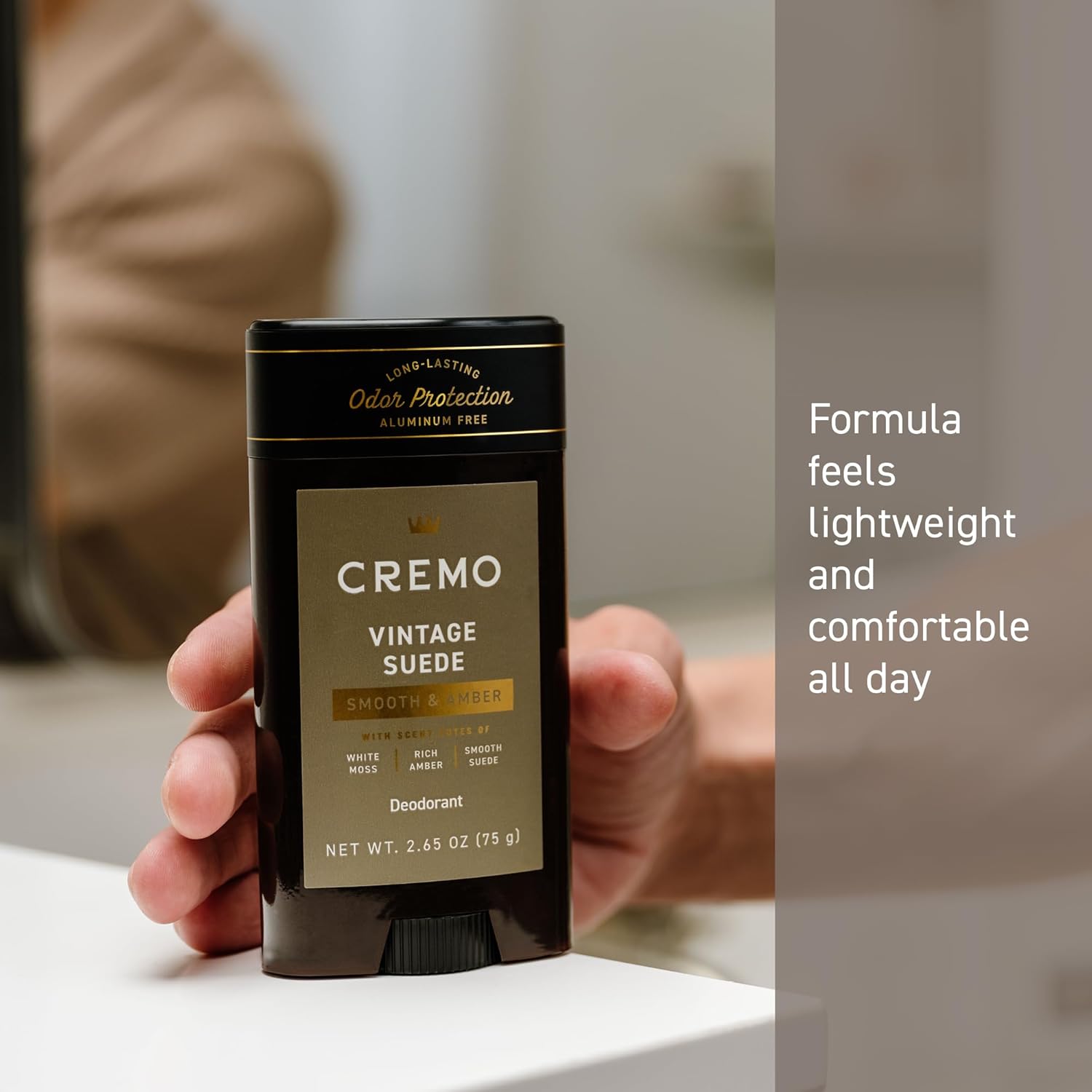 Cremo Vintage Suede Aluminum Free Deodorant for Men, 48-hour Long Lasting Odor Protection, 2.65oz - Image 5