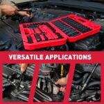 96-Piece 3/8" Drive Impact Socket Wrench and Bit Set, SAE 5/16”-3/4” & Metric 8-22mm, Cr-V Standard & Deep Sockets, Power Bits, Ratchet Handle, Universal Joint, Bit Holder, Adapters, Spark Plug Socket - Image 8