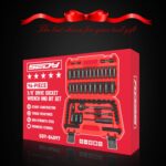 96-Piece 3/8" Drive Impact Socket Wrench and Bit Set, SAE 5/16”-3/4” & Metric 8-22mm, Cr-V Standard & Deep Sockets, Power Bits, Ratchet Handle, Universal Joint, Bit Holder, Adapters, Spark Plug Socket - Image 10