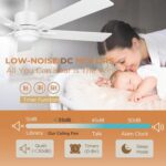 Ceiling Fan with Light Remote: 52 inch Modern Bedroom Fans with Dimmable Tri-Color Temperatures LED - Quiet Reversible DC Motor - Indoor Home Use (Matte White-5, 52 Inch) - Image 6