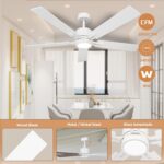 Ceiling Fan with Light Remote: 52 inch Modern Bedroom Fans with Dimmable Tri-Color Temperatures LED - Quiet Reversible DC Motor - Indoor Home Use (Matte White-5, 52 Inch) - Image 8