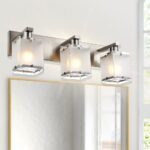 Modern 3-Lights Brushed Nickel Vanity Lights, Bathroom Light Fixture Over Mirror Wall Lighting Sconces with Frosted Glass Shades, E26 Bulb Base - Image 3