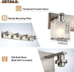 Modern 3-Lights Brushed Nickel Vanity Lights, Bathroom Light Fixture Over Mirror Wall Lighting Sconces with Frosted Glass Shades, E26 Bulb Base - Image 8