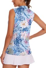 Tanst Sky Women's Sleeveless Golf Shirt Quick Dry Zip Up Workout Tennis Tops with Pockets - Image 3