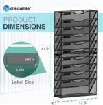 11-Tier Wall File Organizer Hanging Wall File Holder Wall Mount Paper Folder Organize, Mesh Magazine Document Mail Organizer Wall Organizer for Office School Home, Black - Image 3