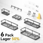 YASONIC Shower Caddy, 100% Rustproof Shower Shelves for Inside Shower, No Drilling Bathroom Organizers and Storage, 6 Pack Large Capacity Bathroom Shelves for Kitchen & Home Decor - Image 3
