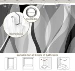 Grey Black Modern 3 in 1 Shower Curtain Set，Striped Gray Shower Curtain Set for Bathroom,Stylish Simplicity Abstract Fabric Bath Curtain with Hooks and Liner, 72x72in - Image 7