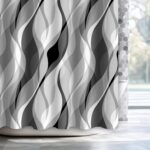 Grey Black Modern 3 in 1 Shower Curtain Set，Striped Gray Shower Curtain Set for Bathroom,Stylish Simplicity Abstract Fabric Bath Curtain with Hooks and Liner, 72x72in - Image 10