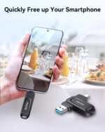 KEXIN 128GB USB C Flash Drive Dual Thumb Drive 100MB/s Swivel USB-A & Type-C USB Drive 3.0 Memory Stick for Smartphone Tablet iPhone 15/16 Car Game Console, 128GB Black - Image 5