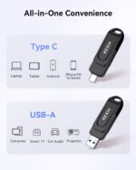 KEXIN 128GB USB C Flash Drive Dual Thumb Drive 100MB/s Swivel USB-A & Type-C USB Drive 3.0 Memory Stick for Smartphone Tablet iPhone 15/16 Car Game Console, 128GB Black - Image 6
