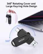 KEXIN 128GB USB C Flash Drive Dual Thumb Drive 100MB/s Swivel USB-A & Type-C USB Drive 3.0 Memory Stick for Smartphone Tablet iPhone 15/16 Car Game Console, 128GB Black - Image 7