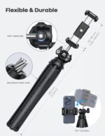 Lamicall Tripod for iPhone - 3 in 1 Flexible Phone Tripod with Wireless Remote - iPhone Tripod Stand for Video Recording Vlogging Selfie Compatible with iPhone Samsung Go Pro, Digital Camera - Image 6
