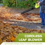 Leaf Blower, Electric Cordless Leaf Blower with 2 Batteries and Charger, 2 Speed Mode, Lightweight Leaf Blowers for Blowing Leaves, Lawn Care, Patio Cleaning and Dust - Image 3