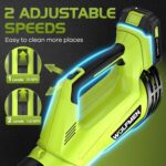 Leaf Blower, Electric Cordless Leaf Blower with 2 Batteries and Charger, 2 Speed Mode, Lightweight Leaf Blowers for Blowing Leaves, Lawn Care, Patio Cleaning and Dust - Image 4