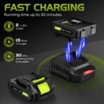 Leaf Blower, Electric Cordless Leaf Blower with 2 Batteries and Charger, 2 Speed Mode, Lightweight Leaf Blowers for Blowing Leaves, Lawn Care, Patio Cleaning and Dust - Image 5