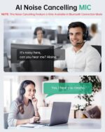 Wireless Headset with Mic for Work with AI Noise Cancelling Mic for Clear Calls, Bluetooth V5.3 Headphones with Microphone to USB A/C Dongle & Mic Mute for Computer Laptop PC iPhone (Black) - Image 4
