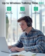 Wireless Headset with Mic for Work with AI Noise Cancelling Mic for Clear Calls, Bluetooth V5.3 Headphones with Microphone to USB A/C Dongle & Mic Mute for Computer Laptop PC iPhone (Black) - Image 7