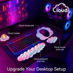 Cloud Wrist Rest for Computer Keyboard, 4-in-1 Memory Foam Leather Cloud Keyboard Wrist Rest and Mouse Pad Set with Ergonomic Support for Arm and Palm Cushion, Gaming/Work Setup, Black - Image 3