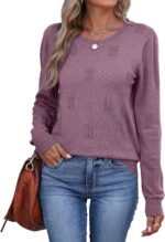 WIHOLL Women 2025 Fashion Pullover Sweater Crew Neck Long Sleeve Shirts Blouse Knit Casual Cozy Clouds Top - Image 3