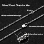 2.5mm/3mm/4mm Silver Stainless Steel Wheat Chain Necklace Jewelry for Men Women - Image 3
