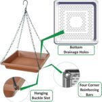 2 Pack Large Hanging Bird Feeder Tray, Platform Spacious Birds Feeder with Mesh Tray, Sturdy and Drainage Bird Feeder for Bluebirds Cardinals Goldfinches (12.5 inch, Brown) - Image 3