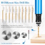 3-Speed Cordless Mini Drill Pen, Rechargeable DIY Electric Engraving Tools with 10 Small Drill Bits, for Jewelry Making Stone Plastic Resin Keychains (Blue) - Image 5
