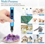 3-Speed Cordless Mini Drill Pen, Rechargeable DIY Electric Engraving Tools with 10 Small Drill Bits, for Jewelry Making Stone Plastic Resin Keychains (Blue) - Image 8