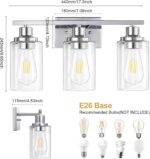 3 Light Vanity Light Fixtures, Polished Chrome Bathroom Wall Sconces, Modern Wall Lights with Clear Glass Shades, Bathroom Wall Lamp over Mirror Kitchen Bedroom Living Room Hallway Cabinet Porch - Image 5