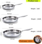 DELARLO Whole Body Tri-Ply Stainless Steel Frying Pan set, 8”/10”/12” Cooking pans, Kitchen Cookware Set, Fast Heating Chef's pan with Ergonomic Handles, Suitable for All Stove - Image 5